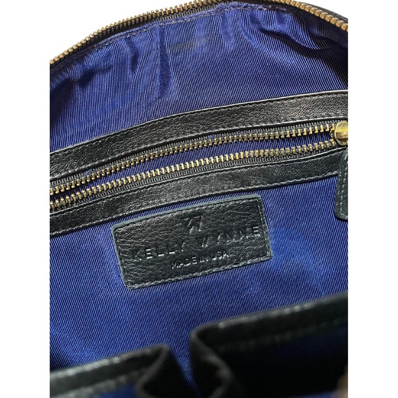 Kelly Wynne I Duffle Dare You Black Serpentine Leather Satchel Handbag Gold Logo - Picture 4 of 16